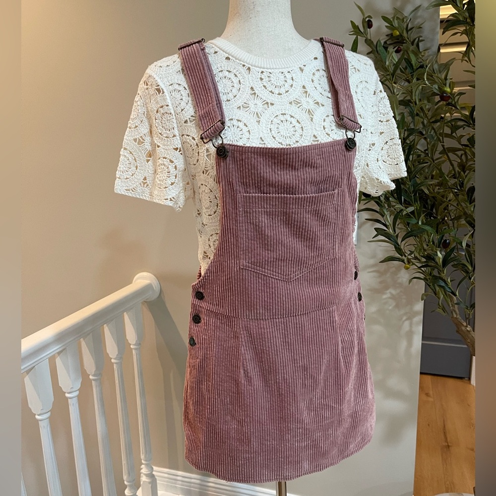 PacSun Mauve Pink Corduroy Overall Dress Y2K Style